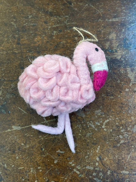 Felt Flower Flamingo Christmas Ornament