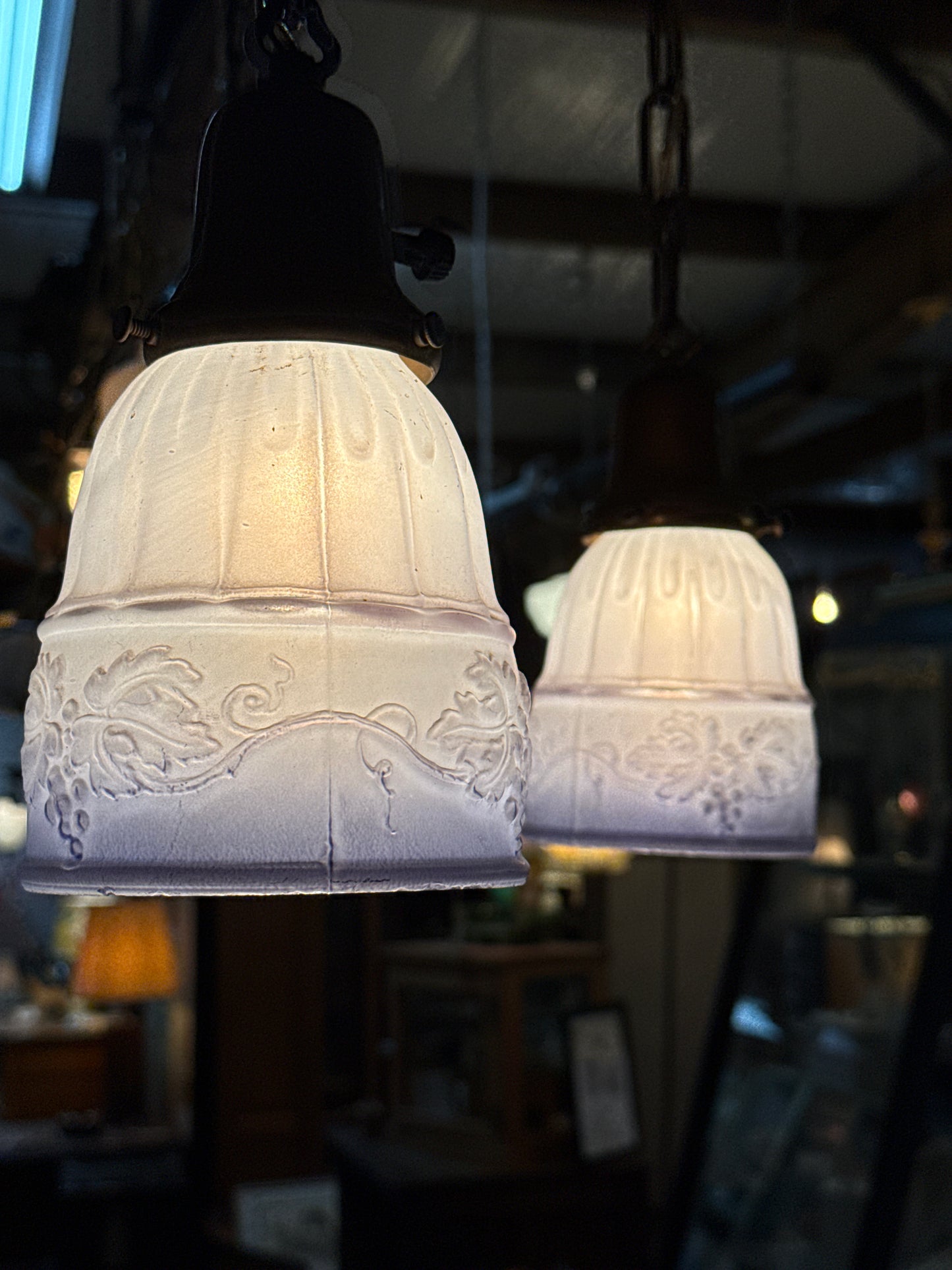 Floral Frosted Glass Pendant