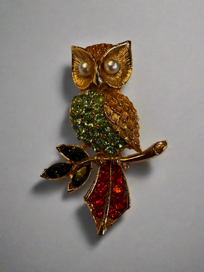 Vtg Uranium Owl Brooch CSBH