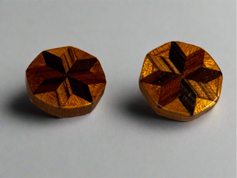 Hex sign wood earrings csbh