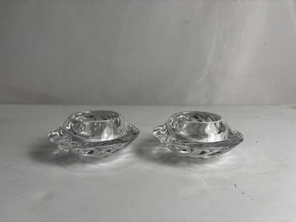 Royal Copenhagen Crystal Votive Candle Holders – Pair of Swirl Tealight Holders with Original Stickers CSMB