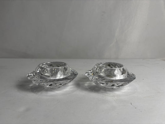 Royal Copenhagen Crystal Votive Candle Holders – Pair of Swirl Tealight Holders with Original Stickers CSMB