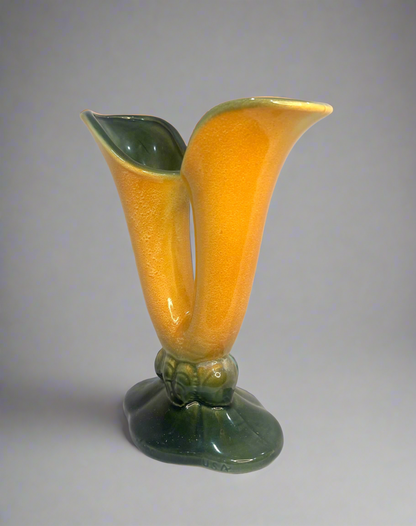 Antique Double Medley Yellow Flower Vase