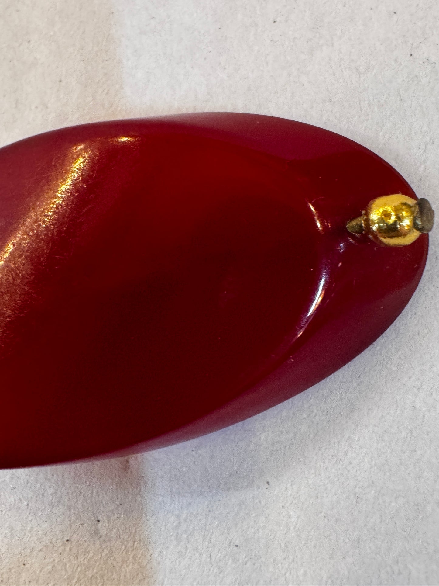 Vtg Cherry Red Bakelite Stick Pin CSBH