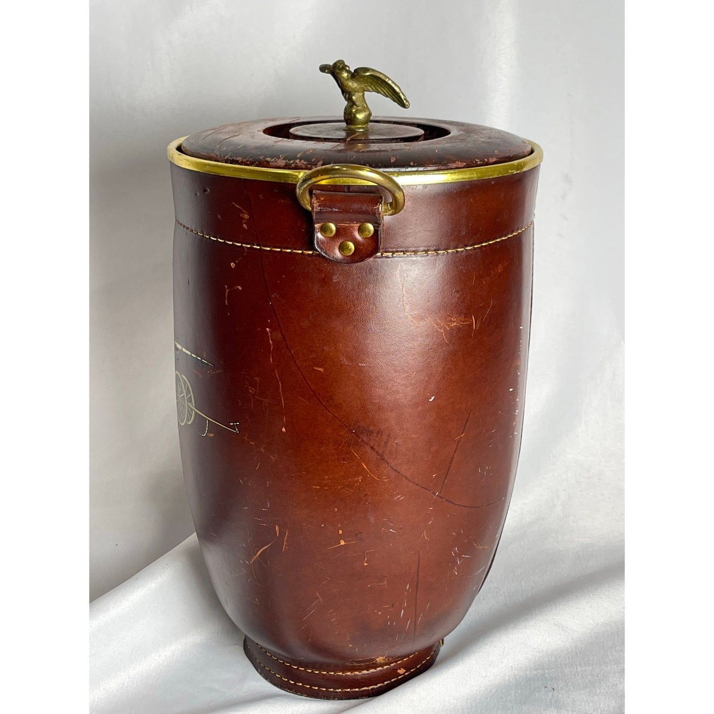 Vintage Loyal Papeete Leather Ice Bucket Reproduction of Fire Bucket 18" tall