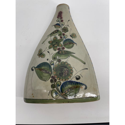 Ken Edwards Tonala El Palomar Mexican Hand Painted Pillow Vase Birds & flowers-CSSB