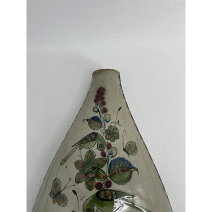Ken Edwards Tonala El Palomar Mexican Hand Painted Pillow Vase Birds & flowers-CSSB