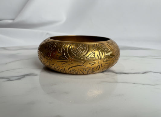 Vtg Engraved Brass Cuff CSBH
