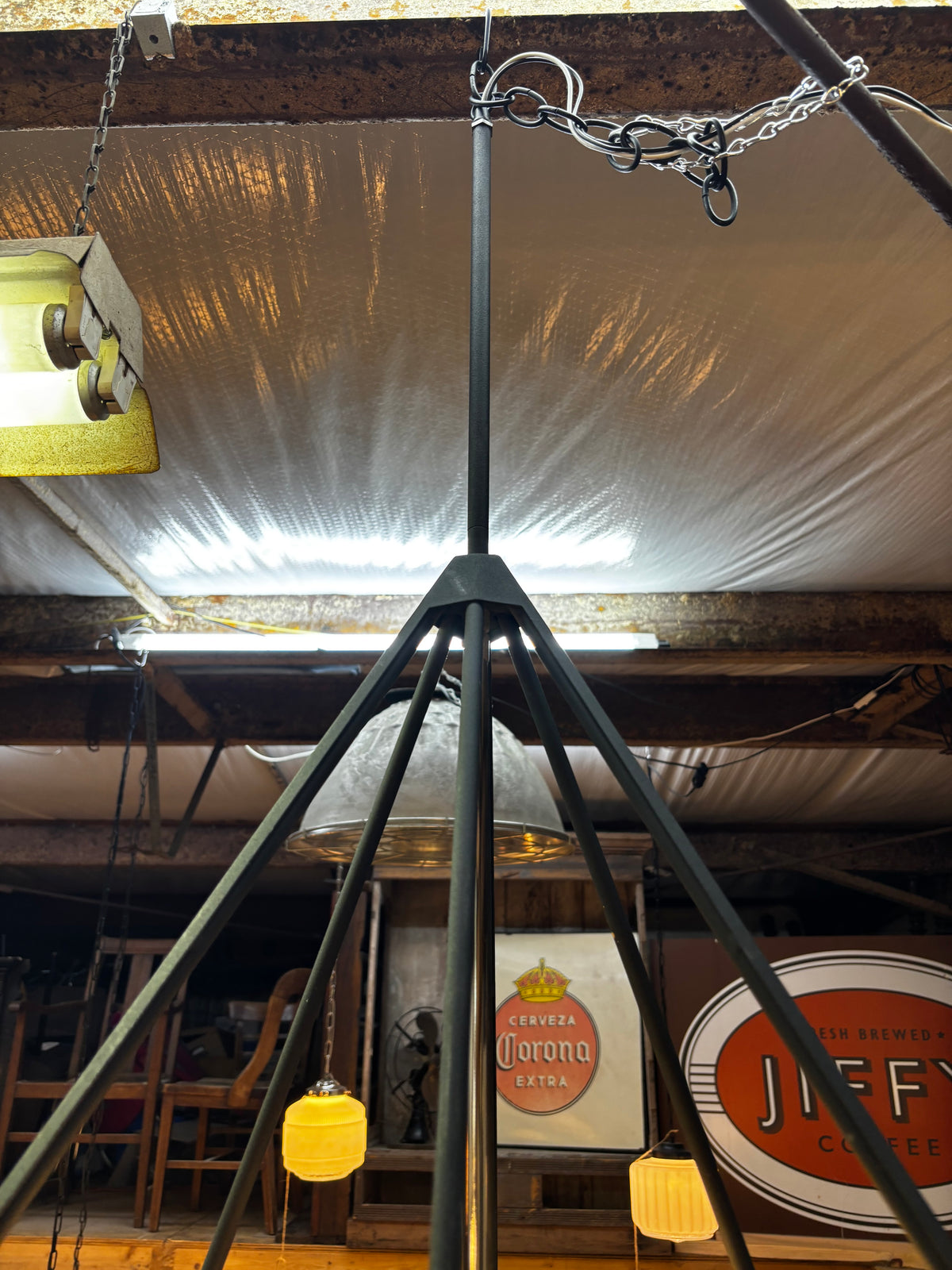 Modern Geometric Diamond Chandelier | Matte Black & Polished Chrome 5-Light Pendant Fixture CSTH