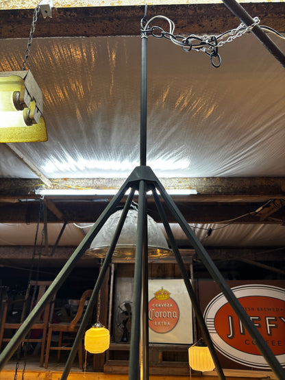 Modern Geometric Diamond Chandelier | Matte Black & Polished Chrome 5-Light Pendant Fixture CSTH