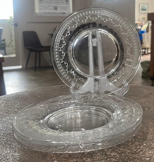 Needle Etched Depression Glass Salad Plates