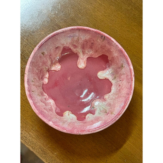 Hand made Pottery Raspberry Mist drip glaze Bowl 6.25"