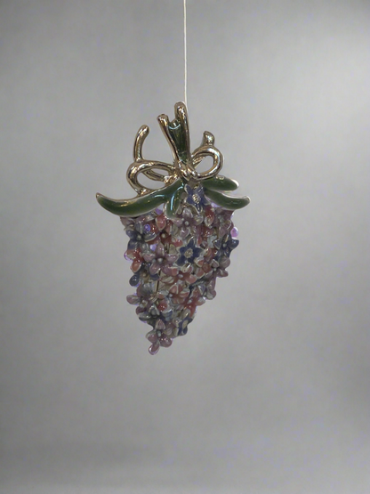 Vtg Lilac Flower Enamel Brooch