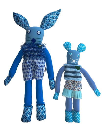 Handcrafted Large Blue Bunnykat - Blue Hopper