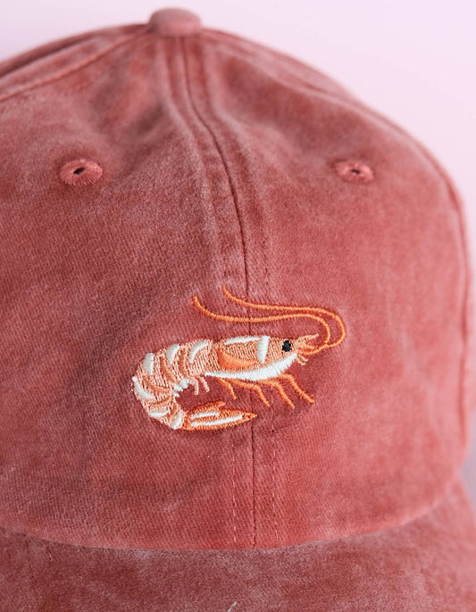 Embroidered Hat | Shrimp, Washed Brick Color