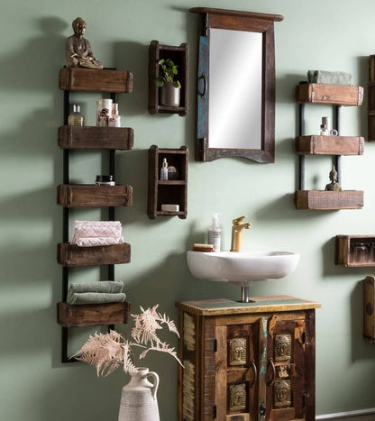 Wooden Brick Mould Wall Shelf Rack