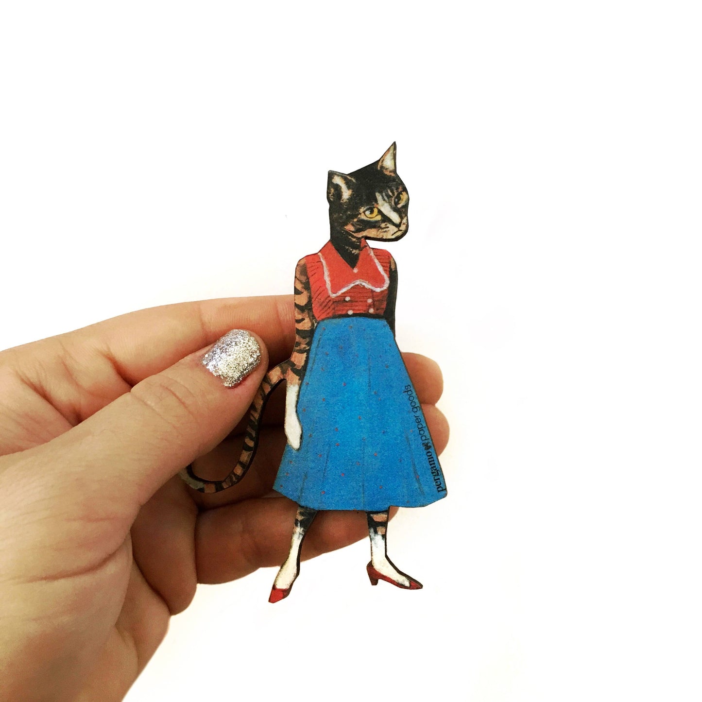 Cat Lady Wood Magnet