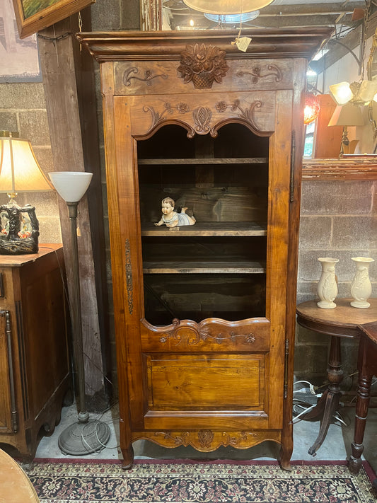 French Provincial Louis XV Style Carved Walnut Armoire, 19th century