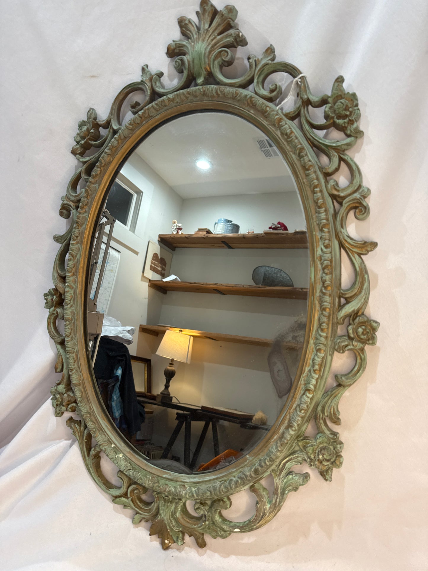 Vintage Ornate Oval Wall Mirror