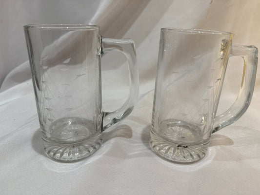 Etched Nautical Beer Steins (2) CSBH