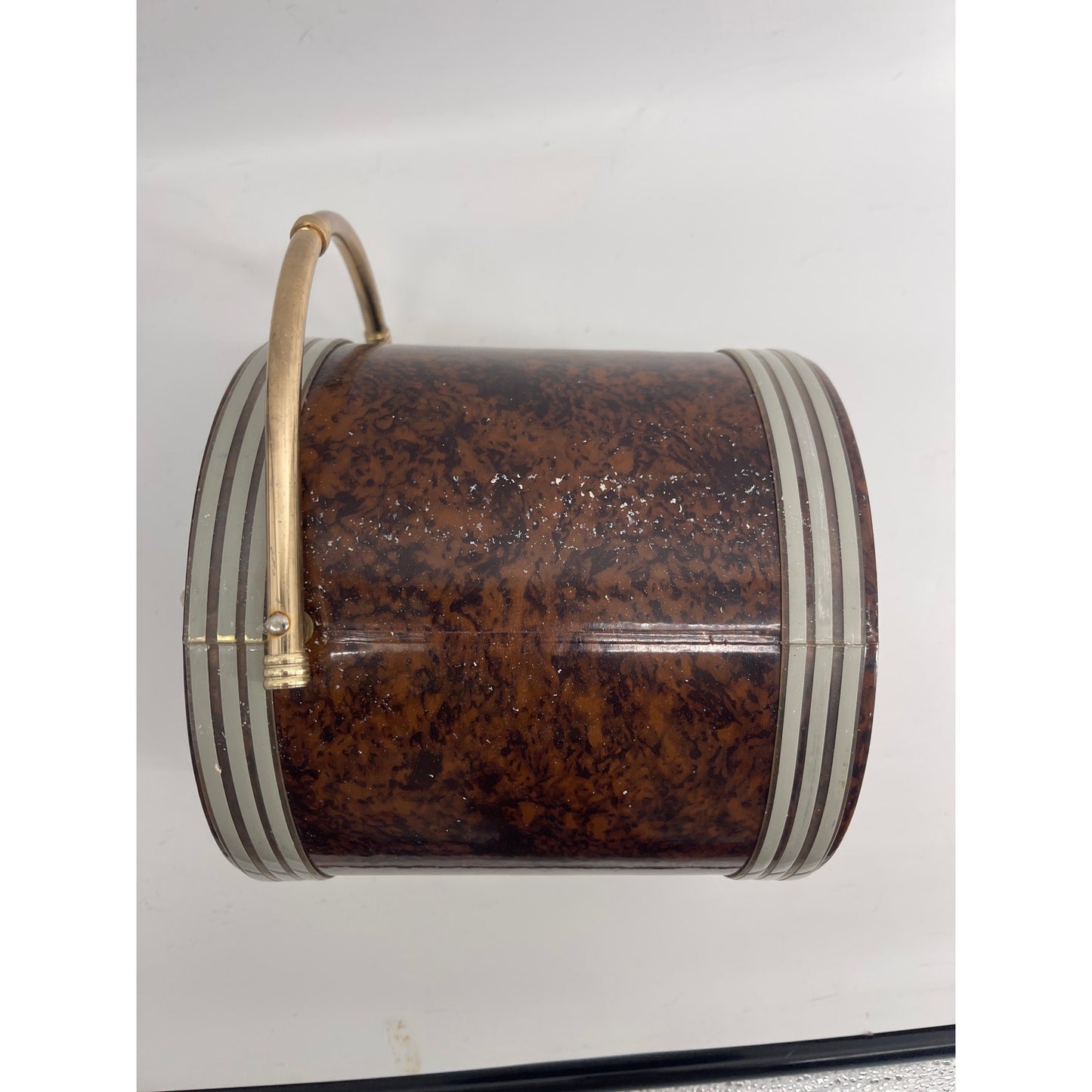 Vintage MCM Mid-Century Modern faux tortoiseshell barware ice bucket