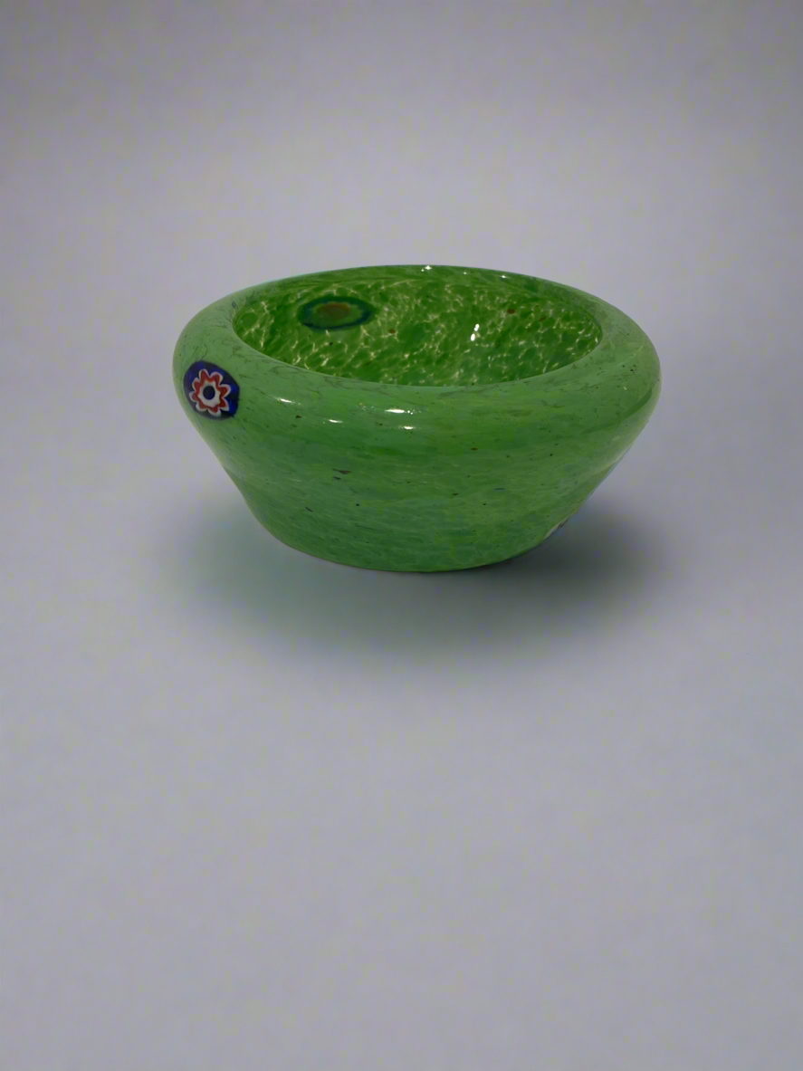 Translucent green glass bowl