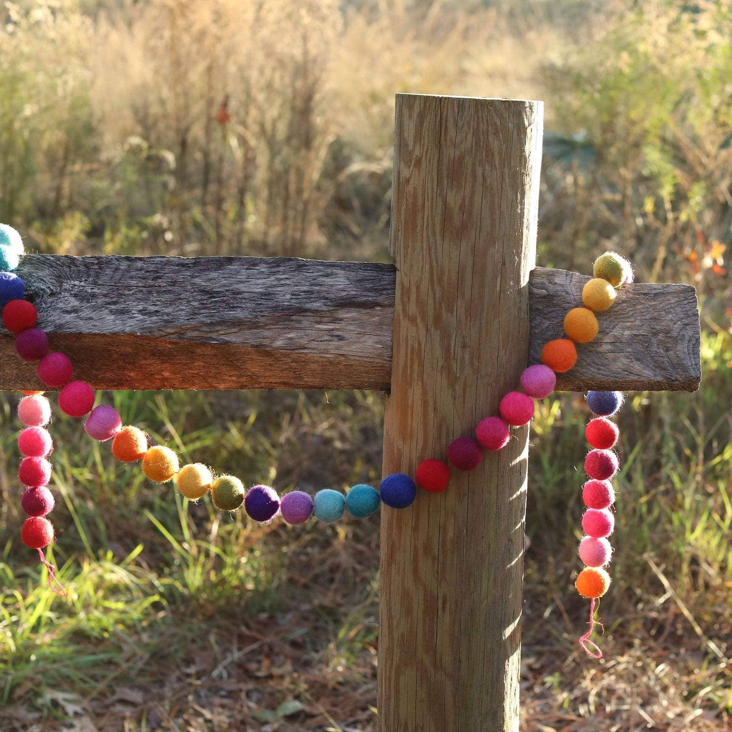 6' Felt Rainbow Pompom Ball Garland