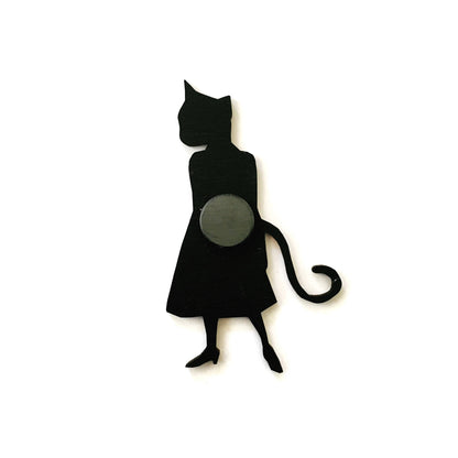 Cat Lady Wood Magnet