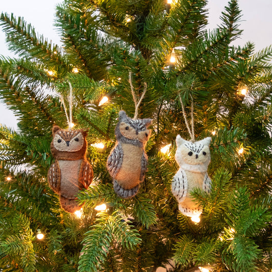 Ornament - Owl Natural - 3 Assorted Colors