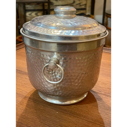 Vintage MCM Mid-Century Modern hammered aluminum lidded barware ice bucket