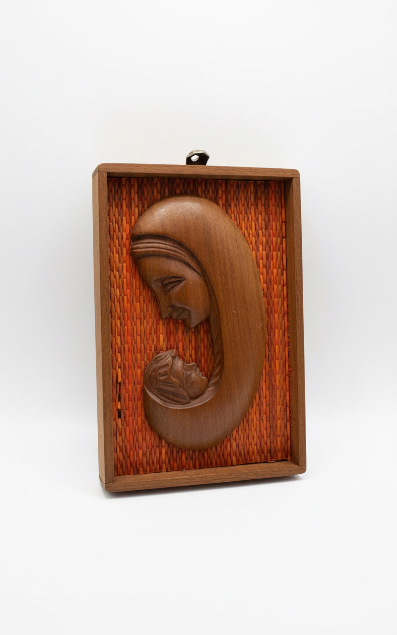 Vtg Madonna & Child Wood Hanging CSBH