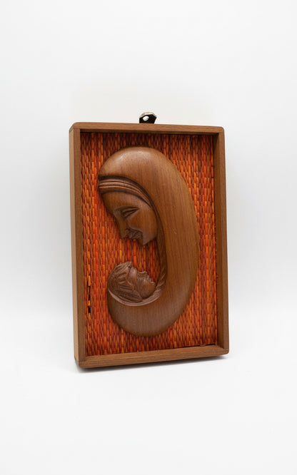 Vtg Madonna & Child Wood Hanging CSBH