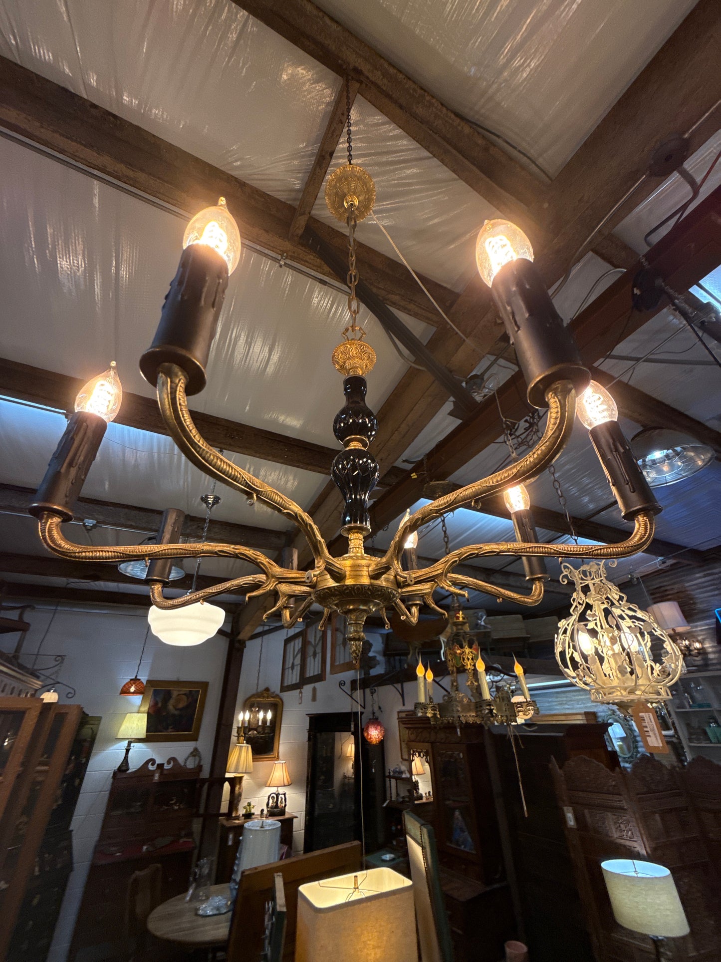 French Empire Black Chandelier