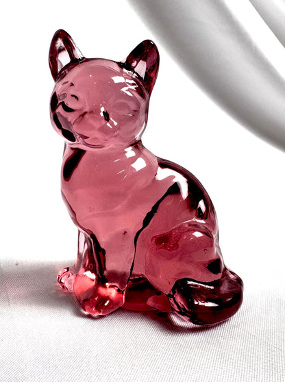 Fenton Glass Rose Cat CSBH