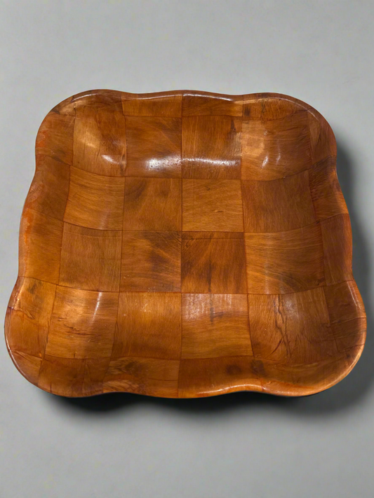 Vtg MCM Laminated Wood Serving Bowl