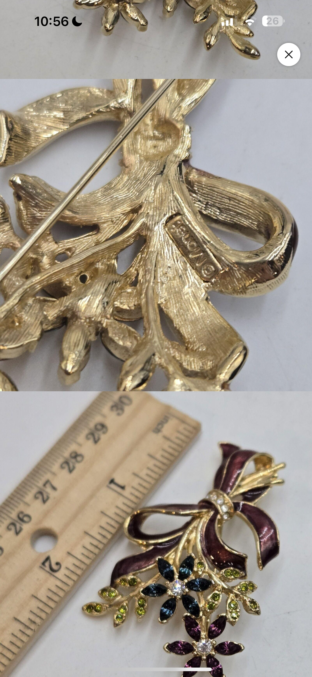 Vtg Monet Purple Green & Gold Brooch CSBH