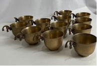 Vtg  Brass Koi Punch Cups (12)