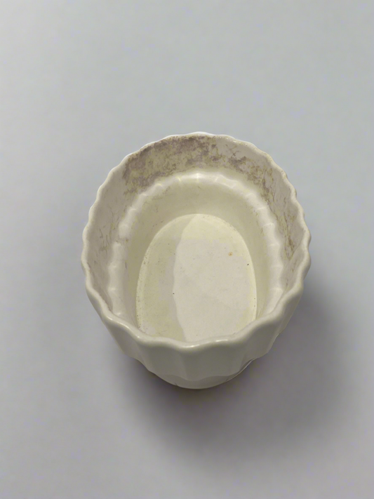 Vtg Oval Fluted Flower Dish