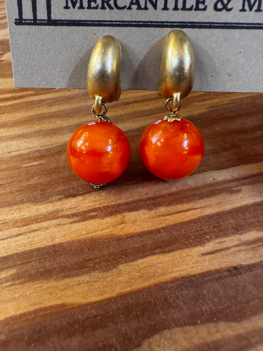 Vtg Orange Earrings CSBH