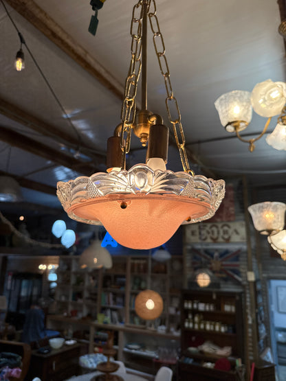 Pink Semi-flushed Beaded Chain Ceiling Light