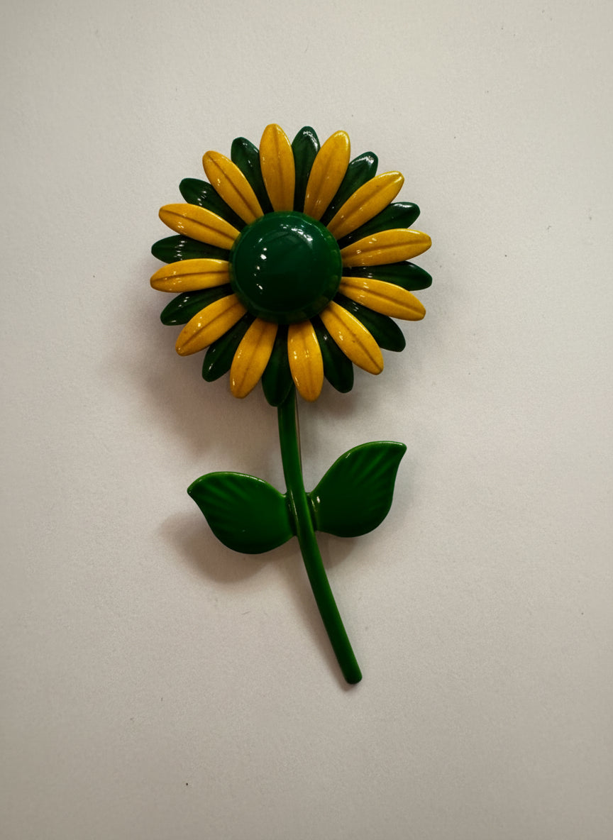 Enamel Flower Brooch