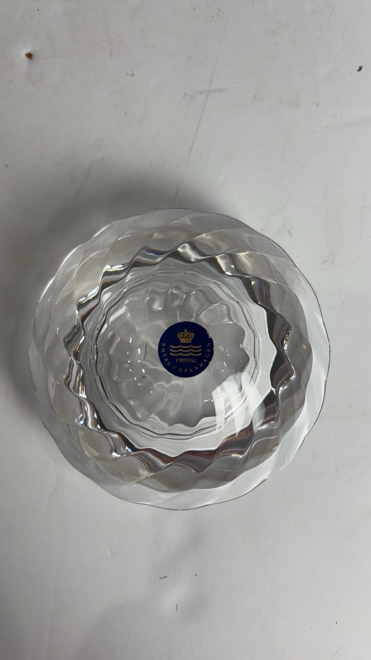 Royal Copenhagen Crystal Votive Candle Holders – Pair of Swirl Tealight Holders with Original Stickers CSMB