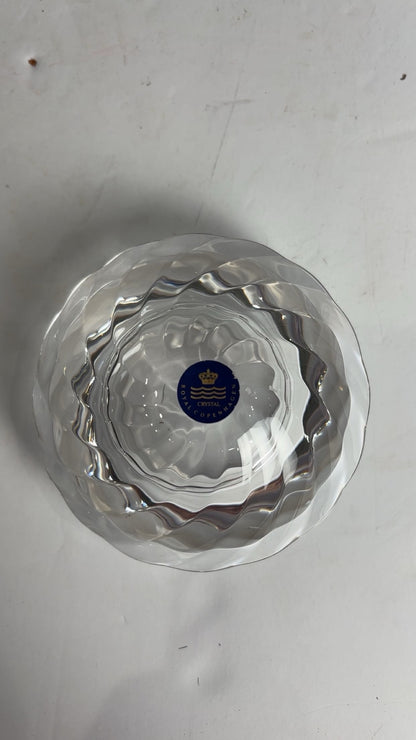 Royal Copenhagen Crystal Votive Candle Holders – Pair of Swirl Tealight Holders with Original Stickers CSMB