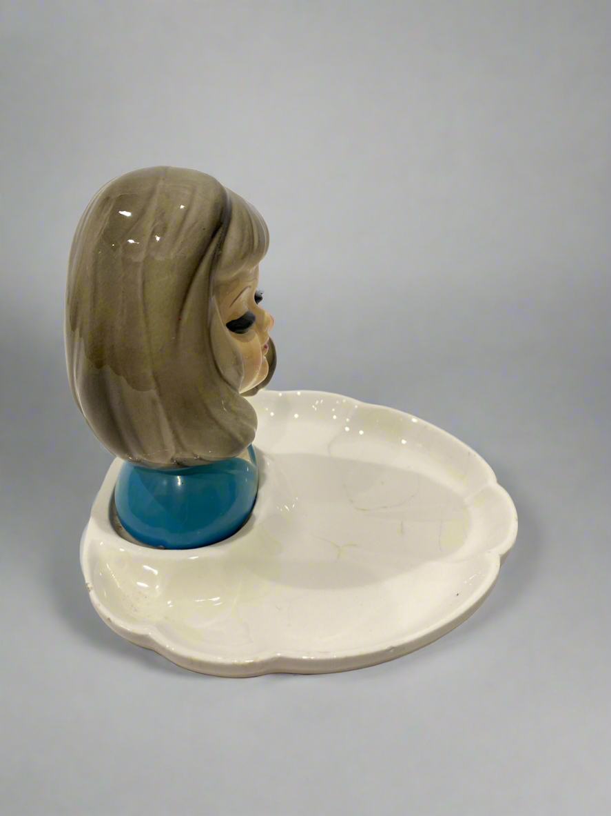 Vtg 50's Lady Head Ceramic Ringholder