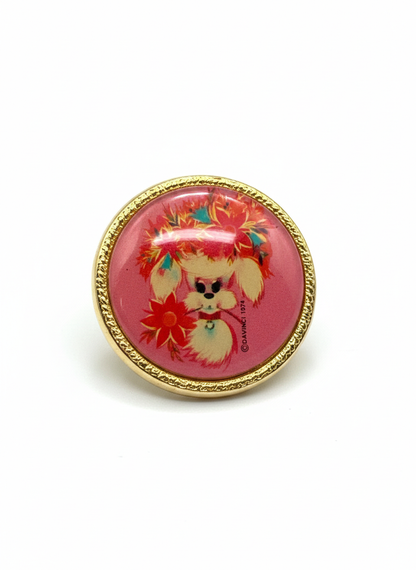 Rare Vintage 1974 Davinci Poodle Brooch - New Old Stock