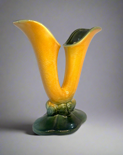 Antique Double Medley Yellow Flower Vase