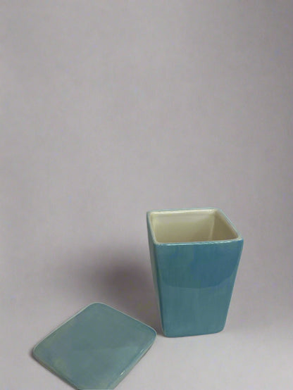 Pottery Barn lidded ceramic scare container