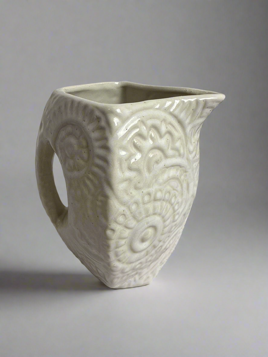 Embossed Floral Ceramic Cream Pitcher