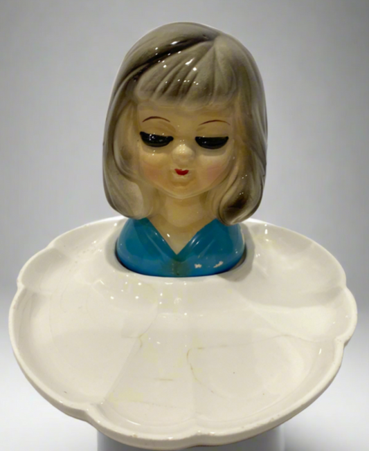 Vtg 50's Lady Head Ceramic Ringholder