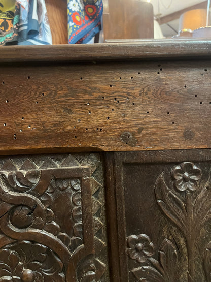 French Brittany Style Carved Walnut Coffer, 19th Century.